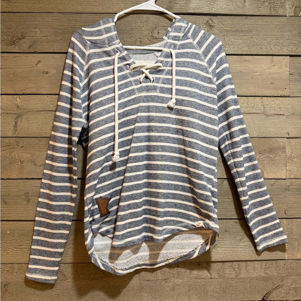 Blue 84 Striped Navy and Cream Hoodie